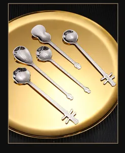 Stainless steel music instrument shape spoon set long handle dessert coffee stirrer