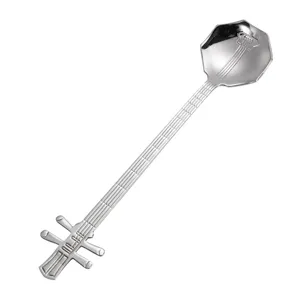 Creative stainless steel guitar long handle coffee spoon main product display view