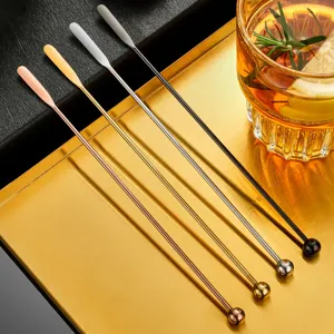 304 Stainless Steel Cocktail Stirring Rod Long Handle Coffee Stir Spoon Metal Beverage Mixing Spoon Barware Tool
