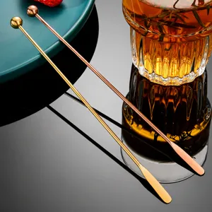 Stainless steel long handle cocktail stirring stick and coffee bar spoon tableware set