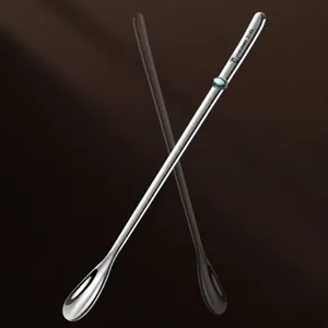 316L stainless steel long handled mixing spoon for coffee, cocktail and baby formula.