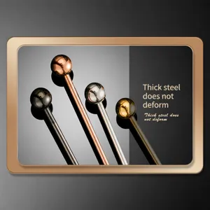 Stainless steel stirring rod cocktail coffee swizzle stick set with round bead design.