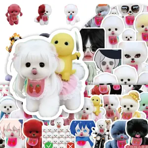 Cute teacup dog cartoon graffiti stickers pack waterproof vinyl decal for luggage guitar water bottle