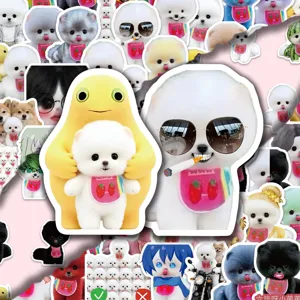 Cute teacup dog waterproof cartoon graffiti stickers for car laptop luggage water bottle decor