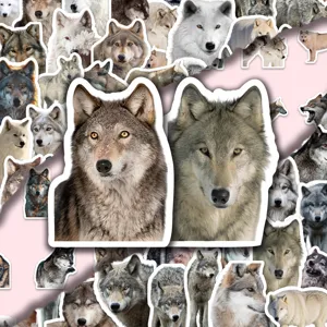 60 Stk Realistische Wolf Aufkleber Wasserdicht Vinyl Sticker für Laptop Flasche Handyhülle