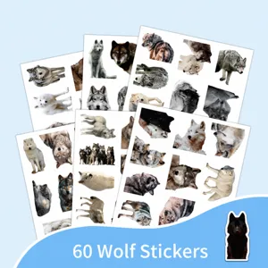 60 Stk Realistische Wolf Aufkleber Wasserdicht PVC Sticker für Laptop Handy Wasserflasche