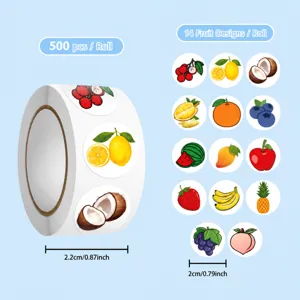 Cartoon Frucht Rolle Aufkleber Selbstklebende Dekorative Etiketten Süße Frucht Muster Scrapbooking Schreibwaren