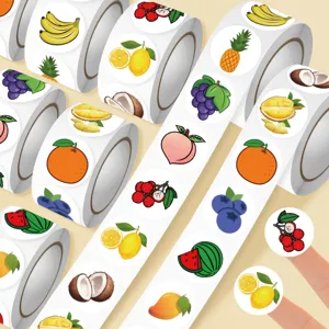 Niedliche Cartoon Frucht Aufkleber Rolle 500 Stk wasserdichte dekorative Etiketten groß