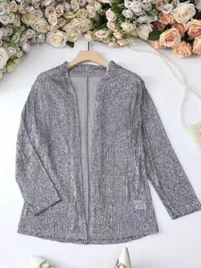Blazer cardigan à paillettes élégant pour femmes, veste décontractée à manches longues.
