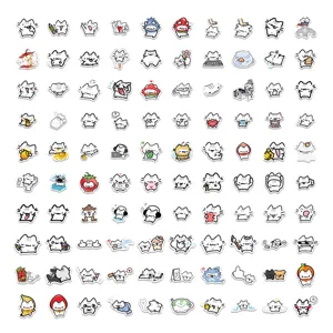 100pcs cute basil cat cartoon graffiti stickers waterproof vinyl decal for luggage laptop