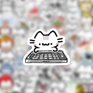 Cute cartoon cat sticker waterproof vinyl decal for laptop luggage water bottle guitar 90s