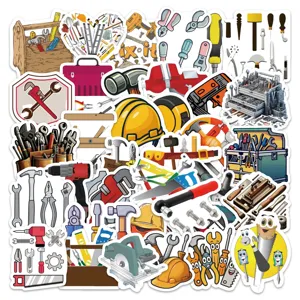 Cartoon Arbeiter Werkzeuge Wasserdicht PVC Graffiti Aufkleber Set Skandinavischer Stil Dekorative Aufkleber Für Laptop Koffer Skateboard