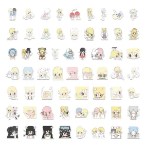 Set of cute Korean style cartoon girl stickers for decorating laptops, phone cases and suitcases.