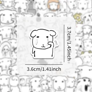 Cute puppy cartoon doodle sticker for luggage and phone case decoration, waterproof vinyl decal.