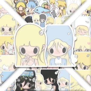 Cute cartoon girl stickers aesthetic vinyl decal pack for laptop luggage phone case