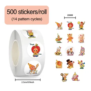 Autocollants en rouleau de personnages de dessin animé 500 pcs ruban décoratif journal