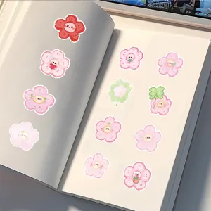 Cute cartoon colorful flower doodle stickers for phone cases, laptops, and luggage decoration.
