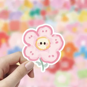 Cute pink flower cartoon graffiti sticker for laptop phone case luggage decoration DIY craft