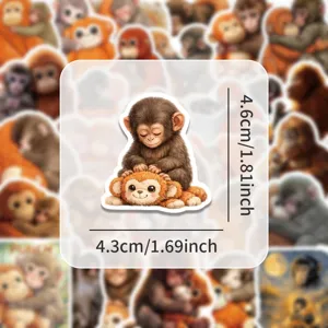 Süße Cartoon Affen Aufkleber für Koffer Laptop wasserdichte Vinyl Sticker Deko 60 Stk