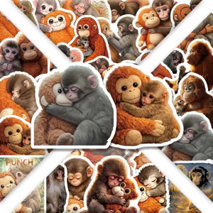 60 Stk Süße Affen Aufkleber Pack Wasserdicht Vinyl Sticker für Laptop Koffer Wasserflasche