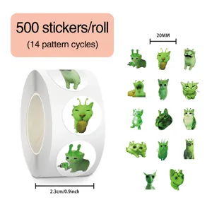 500 Stk/Rolle Ausserirdischer Katze Aufkleber Lustig Meme Tagebuch Deko Siegel Wasserdicht Band