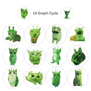 Süße grüne Alien Katze Aufkleber Rolle wasserdichte Vinyl Sticker für Tagebuch Wasserflasche.