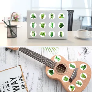 Niedliche grüne Katzen Sticker Rolle für Laptop Trinkflasche DIY wasserdichte Deko Aufkleber