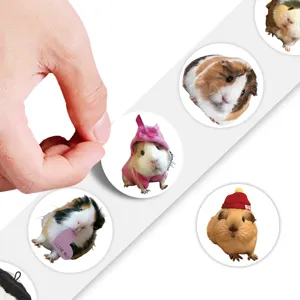 Süße Meerschweinchen Rollenaufkleber 500 Stk dekorative Sticker für Tagebuch und Wasserflasche.