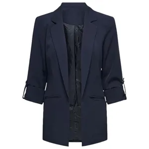 Women Navy Blue Casual Blazer 3/4 Sleeve Open Front Work Jacket Fashion Detail View