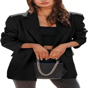 Femme noir casual blazer veste professionnel automne vetement elegant costume haut tendance