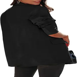 Blazer noir pour femme manches longues vêtement professionnel veste élégante mode top