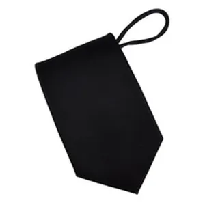 Cravatta con cerniera nera classica da donna, monocolore 7cm, dettaglio accessorio abito formale.