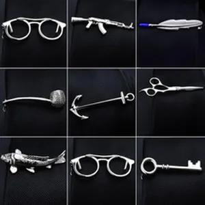 Pince à Cravate Homme Argentée Élégante Style Minimaliste avec Formes Créatives Variées