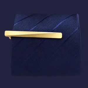 Gold brass tie clip for men business formal suit minimalist design 6.0cm length.