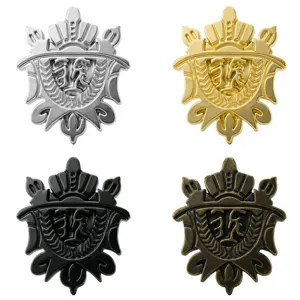 Men retro metal brooch crown shield badge pin silver gold black bronze 4 color variants detail
