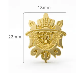 Elegant men's gold metal crown shield brooch badge lapel pin for men suit 18x22mm