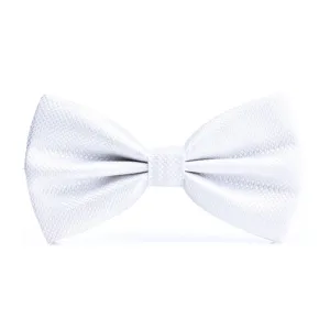 Close up detail of a classic white bow tie with delicate grid texture, elegant.