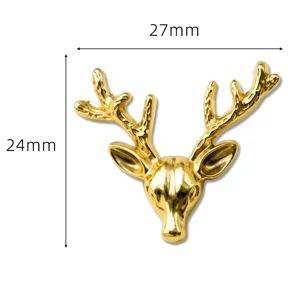 Golden deer head brooch lapel pin for men wedding suit accessories, elegant metal badge design.
