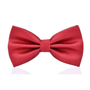 Classic red textured bow tie with double layer design, perfect for weddings and formal events.