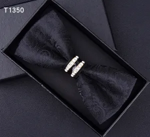 Cravattoni farfalla nero formale uomo affari con strass brillanti elegante nodo nozze