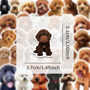 Cute poodle cartoon stickers waterproof vinyl decal for luggage laptop guitar decoration.