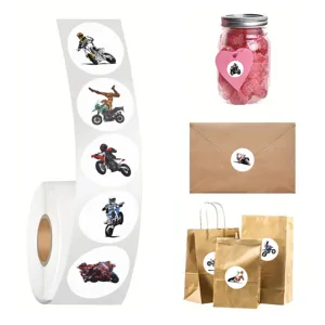 500 Stk. Rolle Motorrad Aufkleber Wasserdichte Sticker fuer Tagebuch Auto Siegel Dekoration