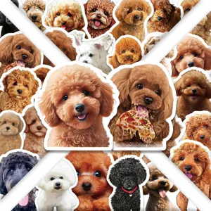 50pcs cute poodle dog waterproof stickers cartoon aesthetic decals for luggage guitar laptop