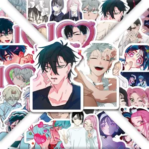 Set of 50 anime cartoon decorative waterproof stickers for luggage, phone case and cups.
