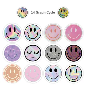 Holografische Smiley Aufkleber, wasserdichte niedliche Sticker für Trinkflasche Laptop Gitarre.