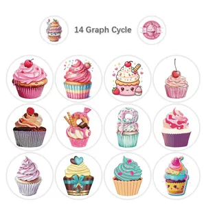 Niedliche Cartoon Cupcake Aufkleber Bogen fuer Tagebuch Scrapbooking und Deko.