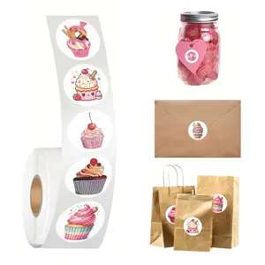 Süße Cupcake Aufkleber Rolle 500 Stk dekorative Schreibwaren Siegelaufkleber zum Geschenke