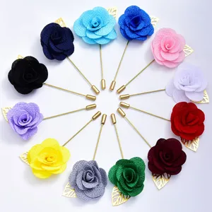 Broche Fleur Camélia en Tissu Élégante Rose Épinglette Costume de Mariage Corsage Bijou de Mode Cadeau pour Femmes