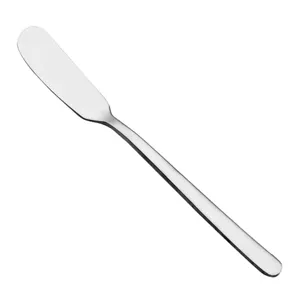 Couteau à beurre en acier inoxydable pour pain et confiture, surface lisse et manche long.