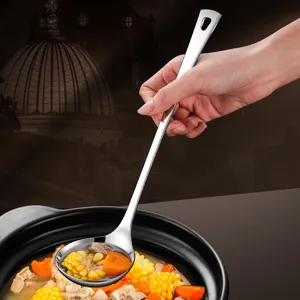 cucharón de sopa de acero inoxidable 316 con mango largo para la cocina del hogar